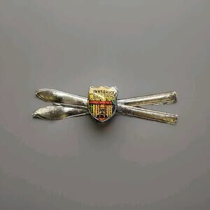 INNSBRUCK Gold. DACHL Vintage Ski Pinback Pin Badge Olympics Rare - (2”) - Skis